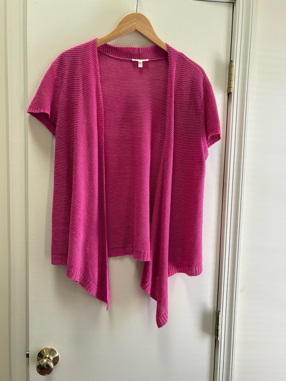 Eileen Fisher Pink Short Sleeve Open Front Sweater